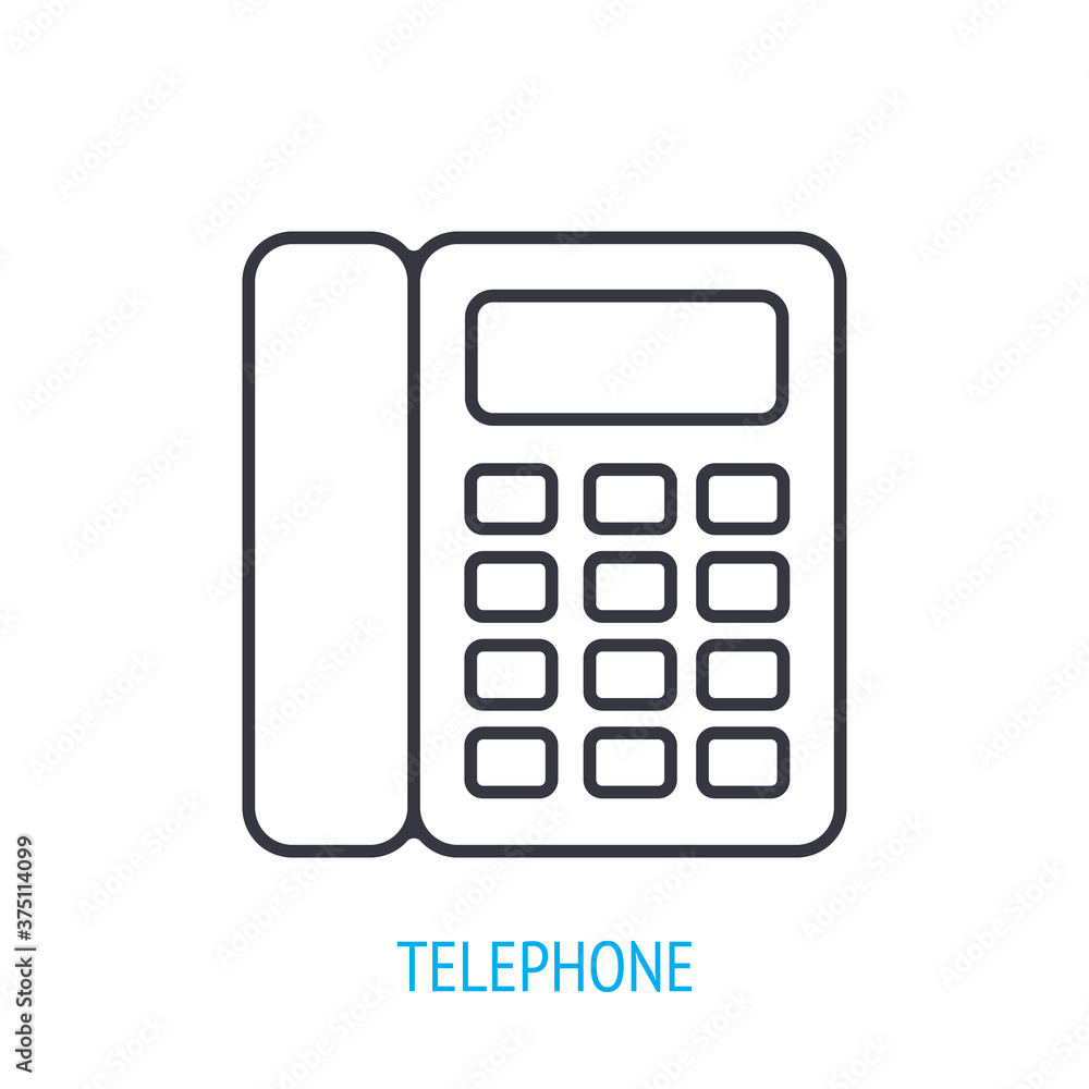 Landline phone outline icon. Vector illustration. Push-button telephone. Symbols of office life and communication. Thin line pictogram for user interface. Isolated white background Landline phone outline icon. Vector illustration. Push-button telephone. Symbols of office life and communication. Thin line pictogram for user interface. Isolated white background