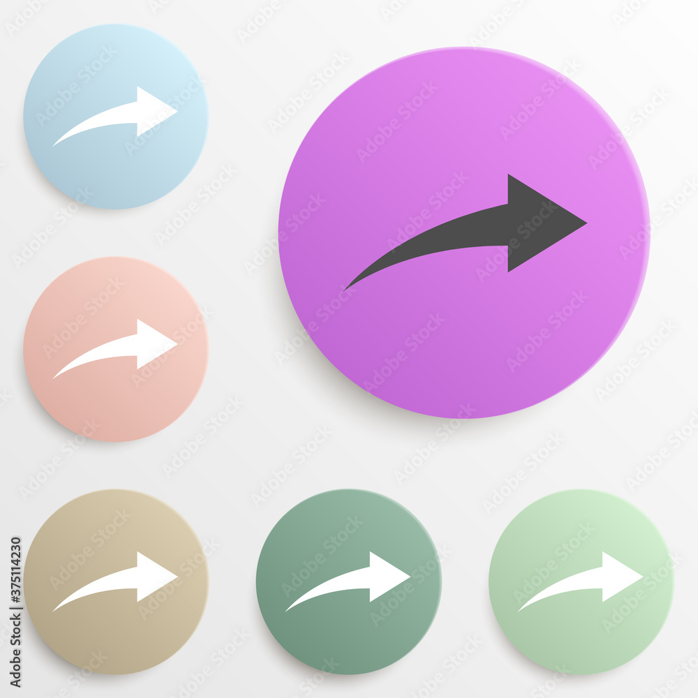 outgoing arrow badge color set. Simple glyph, flat vector of web icons for ui and ux, website or mobile application