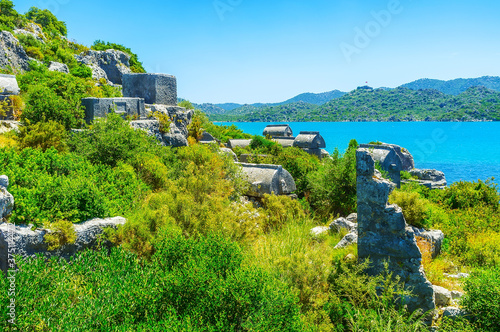 Among the ancient Lycian tombs, Kekova, Turkey photo