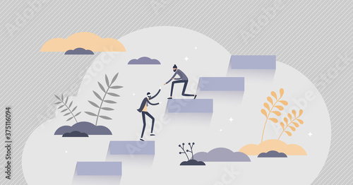 Cooperation with partnership and teamwork unity support tiny person concept