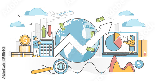 Macroeconomics as global market financial economy report outline concept