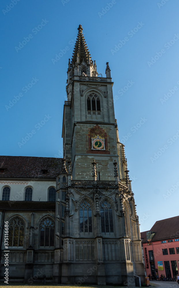View of the Cathedral of Konstanz, Germany - a building comprised of a number of architectural styles including Romanesque, Gothic, Renaissance and neoclassical