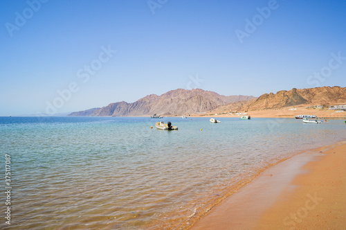 Closeup shot of a Ganet Sinai Resort in Dahab, Egypt on a sunny day
