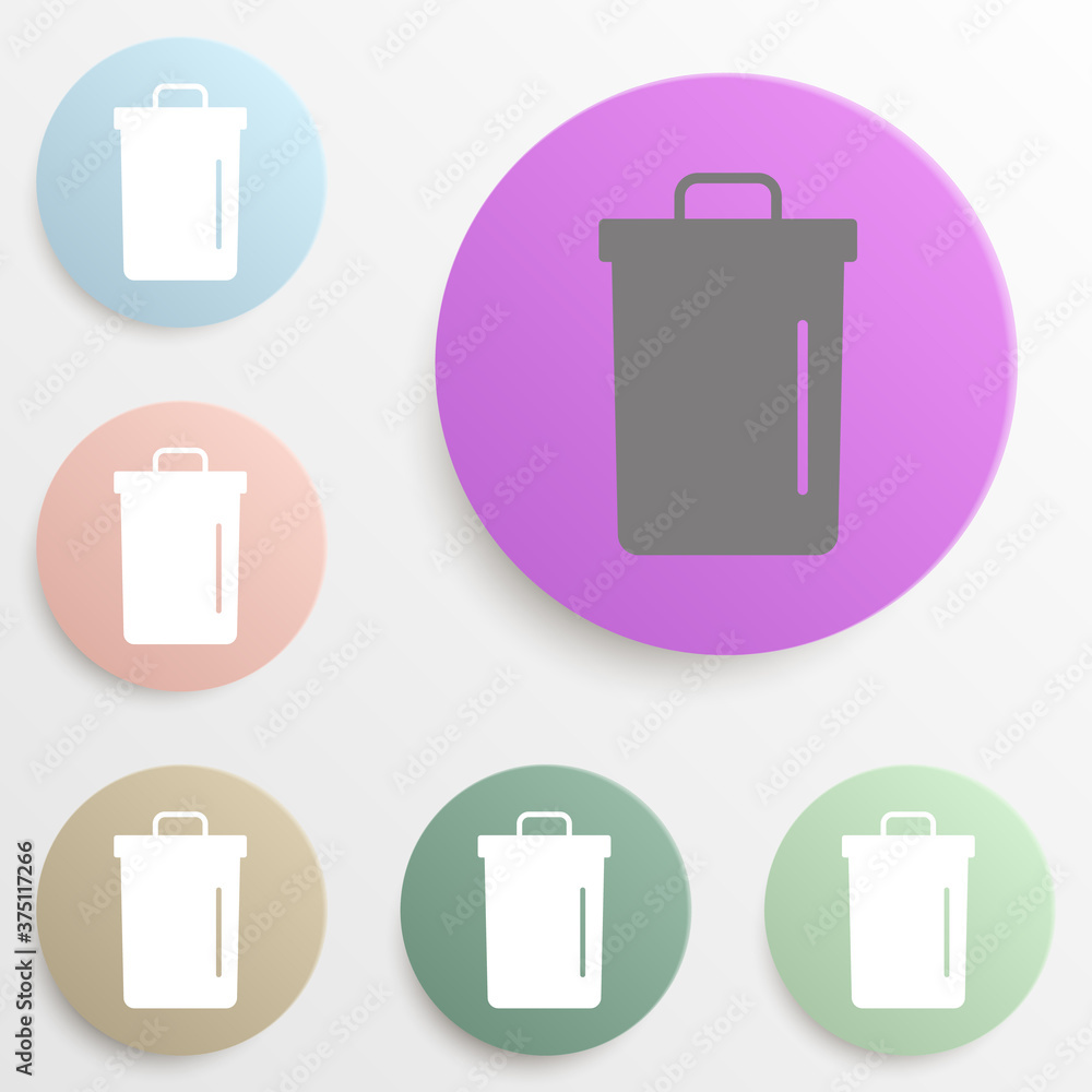 Trash bin open badge color set. Simple glyph, flat vector of web icons for ui and ux, website or mobile application Trash bin open badge color set. Simple glyph, flat vector of web icons for ui and ux, website or mobile application