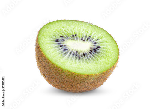 half kiwi fruit on white background