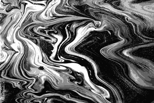 Black and white marble pattern. Abstract background. Vector illustration.