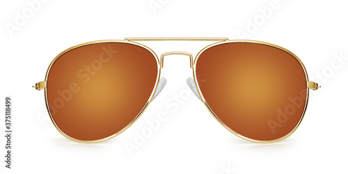 brown aviator sunglasses isolated on white