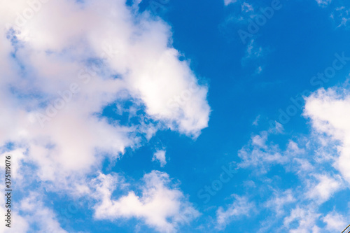 photo blue sky with beautiful natural white clouds