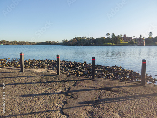 Empty car park next to the Parramatta River, Sydney, Australia. photo