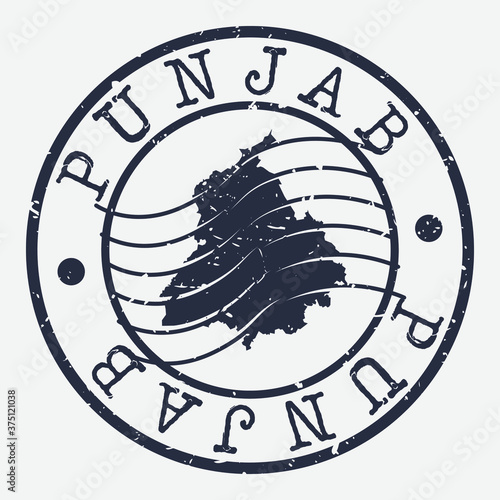 Punjab India Stamp Postal. Map Silhouette Seal. Passport Round Design. Vector Icon. Design Retro Travel.