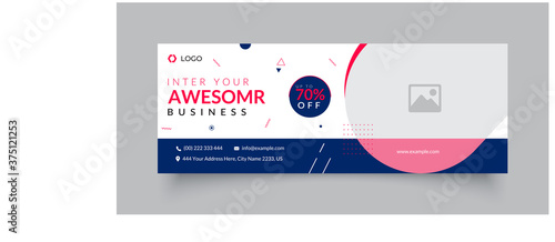 Business facebook cover page timeline web ad banner template design with photo place modern layout	