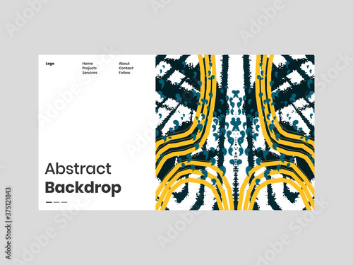 Abstract homepage illustration. Colorful lines, spots, dots and paint strokes. Decorative symmetric wallpaper, backdrop. Hand drawn texture, decor elements and shapes. Eps10 vector.