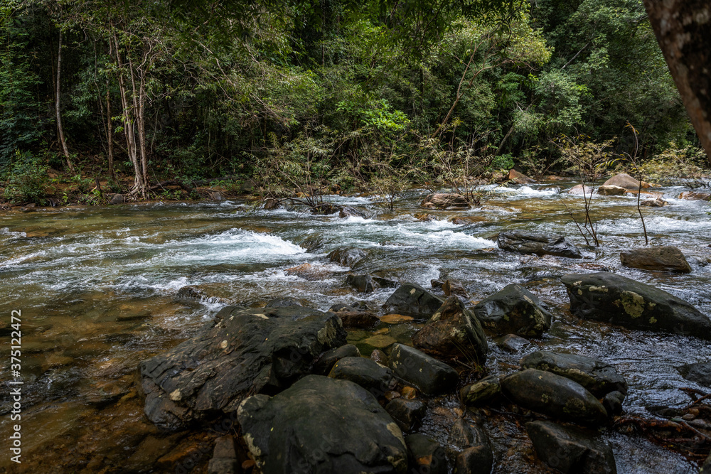 Rapid flow of water at a small tropical water fall