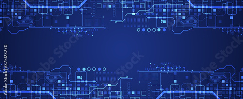 Abstract technology concept. Circuit board, high computer color background. Vector illustration with space for content, web - template, business tech presentation.