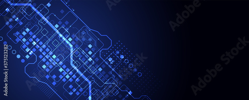 Abstract technology concept. Circuit board, high computer color background. Vector illustration with space for content, web - template, business tech presentation.