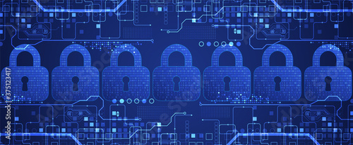 Padlock icon.Ppersonal data security Illustrates cyber data or information privacy idea. Color abstract  internet technology.