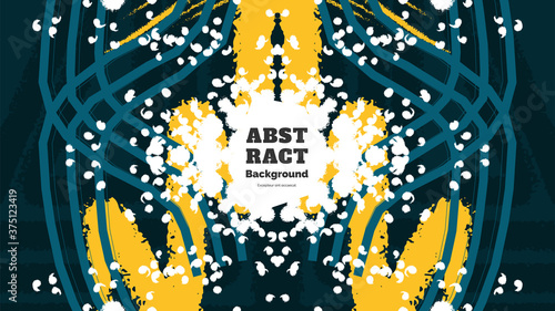 Abstract background illustration. Colorful lines, spots, dots and paint strokes. Decorative symmetric wallpaper, backdrop. Hand drawn texture, decor elements and shapes. Eps10 vector.