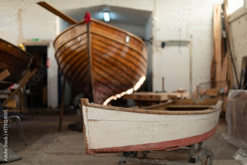 Canvas Print Inside boat building and repair shop in Norway, Oslo.