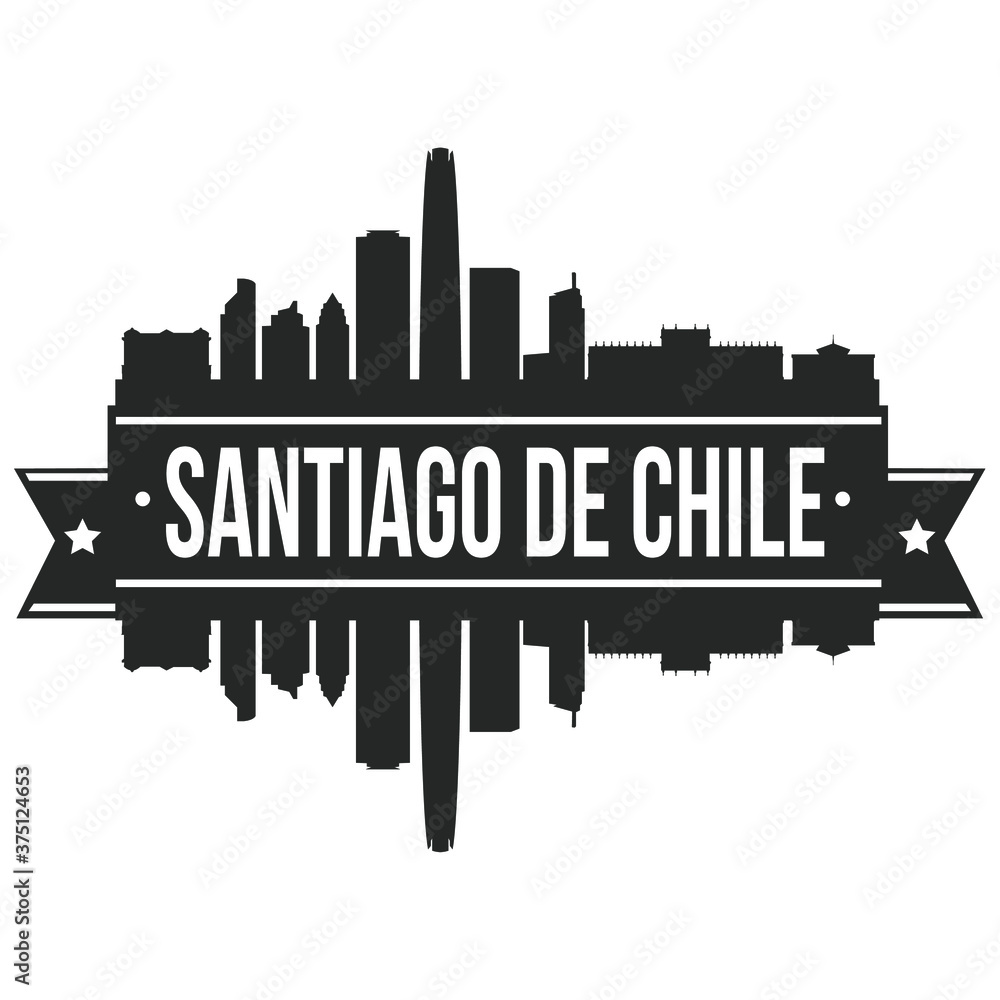 Santiago de Chile Skyline Stamp Silhouette City Vector Design Landmark.