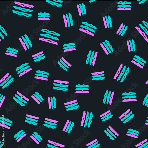 Line Strips of cocaine or heroin drug icon isolated seamless pattern on black background. Vector Illustration.