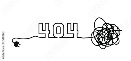 Page not found, 404 error.  Oops, I'm so sorry. Funny vector electric quotes for motivation, networking internet concept. Offline or online and unplugged sign. Under construction, broken cable.