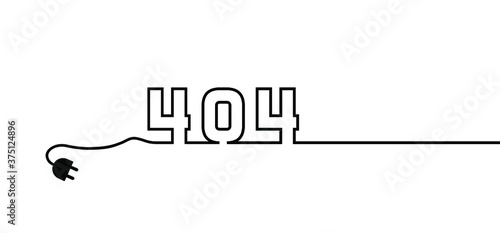 Page not found, 404 error.  Oops, I'm so sorry. Funny vector electric quotes for motivation, networking internet concept. Offline or online and unplugged sign. Under construction, broken cable.