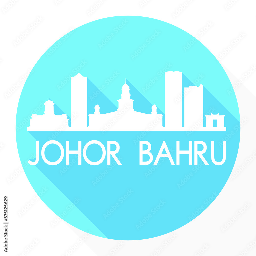 Johor Bahru Malaysia Asia Flat Icon Skyline Silhouette Design City Vector Art Famous Buildings.