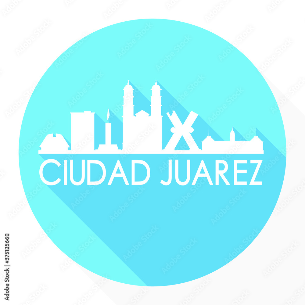 Ciudad Juarez Mexico Flat Icon Skyline Silhouette Design City Vector Art Round.