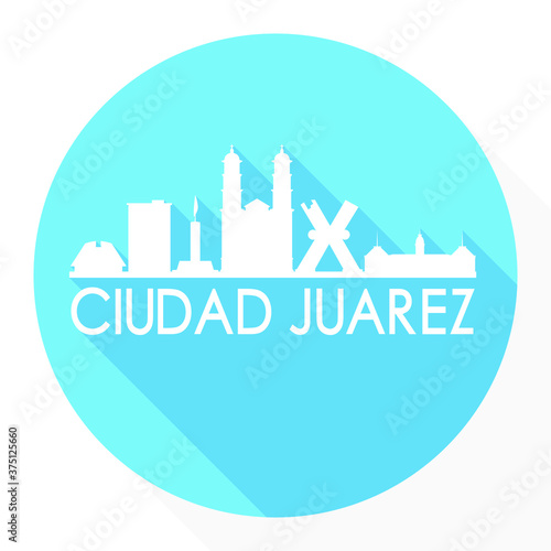 Ciudad Juarez Mexico Flat Icon Skyline Silhouette Design City Vector Art Round.