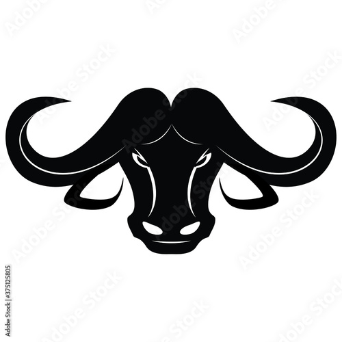 Angry buffalo head, vector illustration
