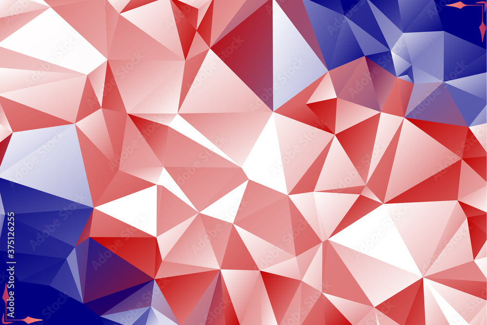 Red & Blue Abstract Low Poly Geometric Gradient Polygonal Background With Corners Vector Illustration