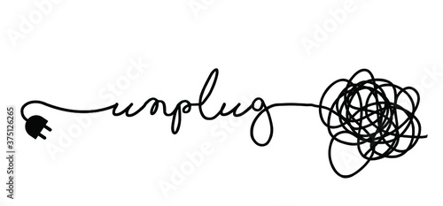 Page not found, 404 error.  Off line unplug. Funny vector electric quotes for motivation, networking internet concept. Offline or online and unplugged sign. Under construction, broken cable.