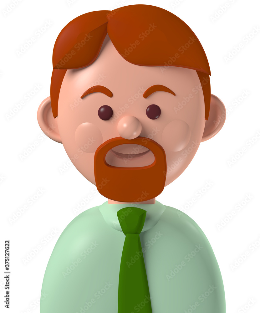 Cartoon character 3d avatar caucasian redhead business man Cartoon character 3d avatar caucasian redhead business man