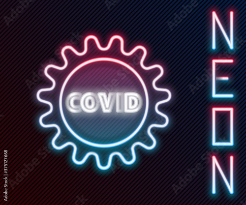 Glowing neon line Corona virus covid-19 icon isolated on black background. Bacteria and germs, cell cancer, microbe, fungi. Colorful outline concept. Vector Illustration.