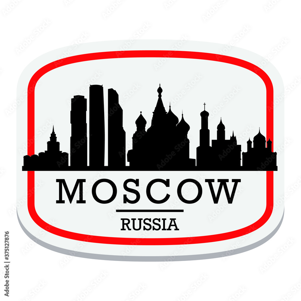 Moscow Russia Label Stamp Icon Skyline City Design Tourism logo.