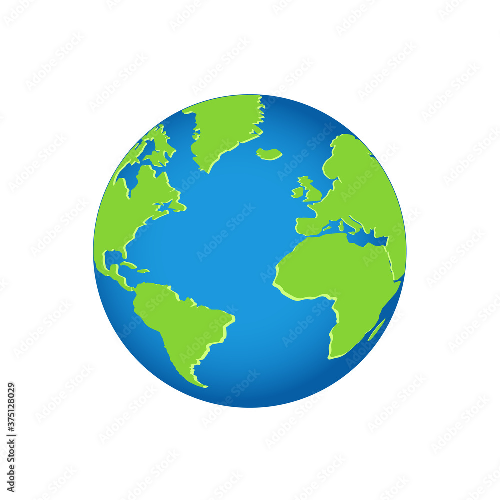 Planet Earth in blue green color, 3d vector illustration