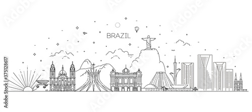 Brazil architecture vector line skyline photo