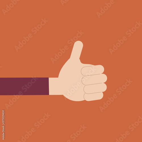 Thumbs up. Hand with a raised thumb. Like, consent, approval. Hand voting. Manifesting your choice. Vector isolated illustration.