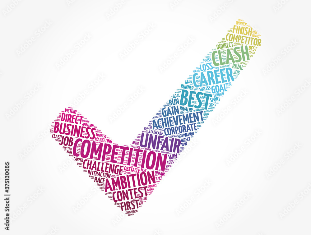 Competition check mark word cloud, business concept background Competition check mark word cloud, business concept background
