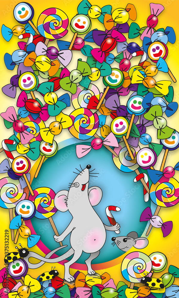 Fototapeta premium mouse and candies