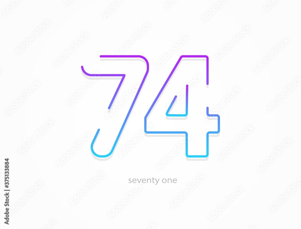 74 number, outline stroke gradient font. Trendy, dynamic creative style design. For logo, brand label, design elements, application and more. Isolated vector illustration 74 number, outline stroke gradient font. Trendy, dynamic creative style design. For logo, brand label, design elements, application and more. Isolated vector illustration