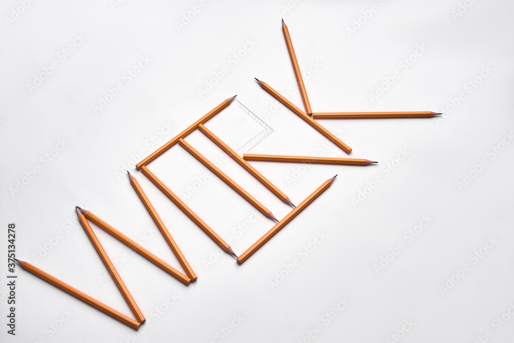 set of different pencils isolated on white. work set of different pencils isolated on white. work