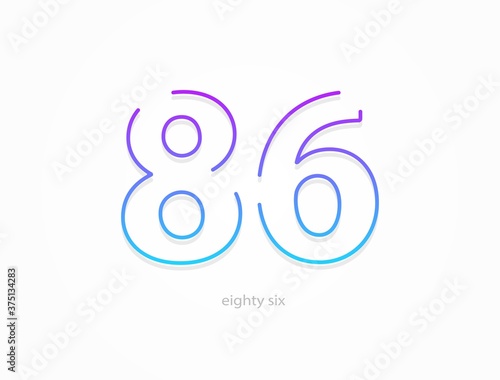 Free Download 86 number, outline stroke gradient font. Trendy, dynamic creative style design. For logo, brand label, design elements, application and more. Isolated vector illustration - GFXLoad