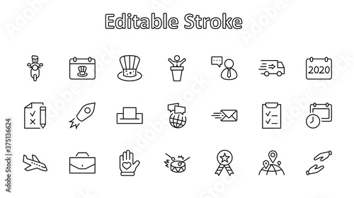 International Presidents Day Set Line Vector Icons. Contains such Icons as Hat, President, Voting, USA, Flag, Elections, Government, Ballot, Box, Check, Politics and more Editable Stroke 32x32 Pixels