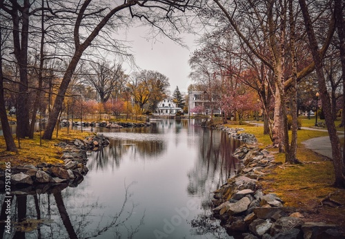 Konstfotografi Mindowaskin Park Westfield, NJ New Jersey Bridge Over The Water Landscape