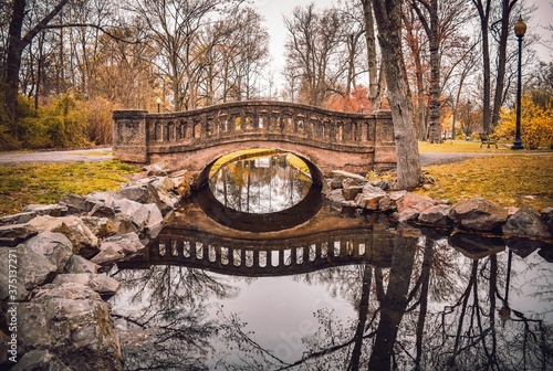 Cuadro en lienzo Mindowaskin Park Westfield, NJ New Jersey Bridge Over The Water Landscape