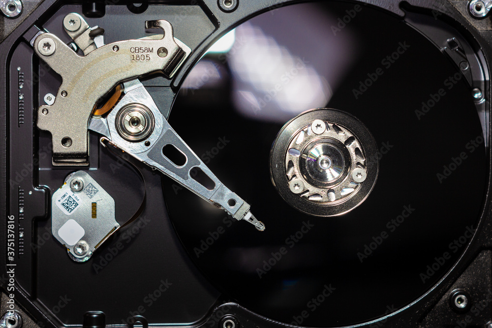 Close up shot, Disassembled hard drive that part of Computer, PC, Notebook Close up shot, Disassembled hard drive that part of Computer, PC, Notebook
