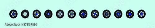 set of wheel cartoon icon design template with various models. vector illustration