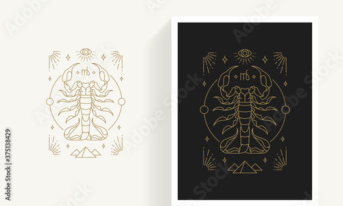 Zodiac scorpio horoscope sign line art silhouette design vector illustration. photo