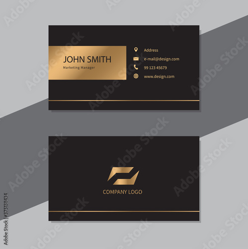 Black and gold luxury business card template design. Vector illustration.